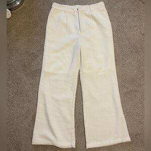 Cider Cream Textured Wide-Leg Trousers - Large